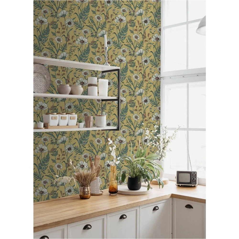 Brewster “Spring Meadow Yellow” Peel & Stick Wallpaper